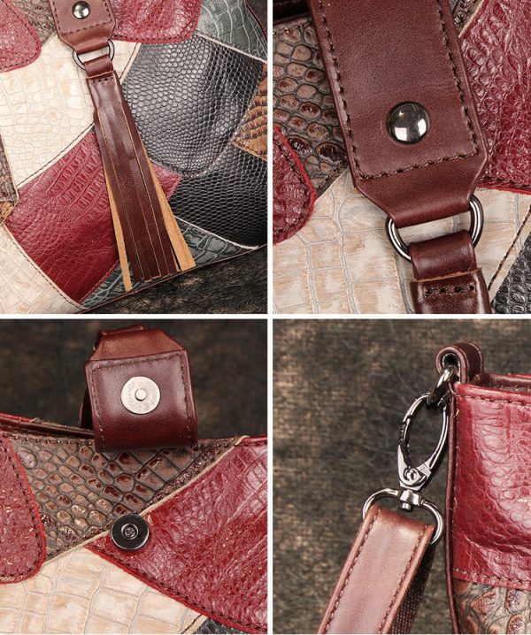Boho Ladies Spliced Leather Over The Shoulder Bag Crossbody Small Bags For Women - Image 9