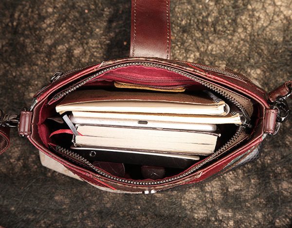 Boho Ladies Spliced Leather Over The Shoulder Bag Crossbody Small Bags For Women - Image 11