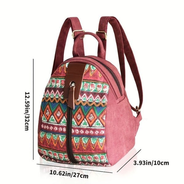 Boho Women's Canvas Backpack Purse Small Canvas Rucksack - Image 8