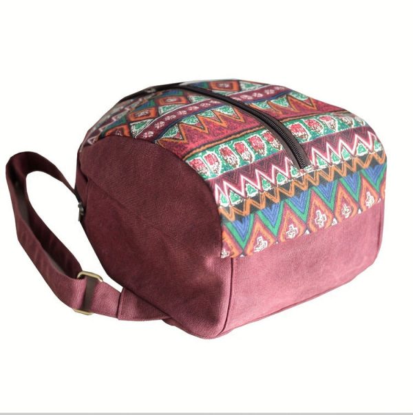 Boho Women's Canvas Backpack Purse Small Canvas Rucksack - Image 9