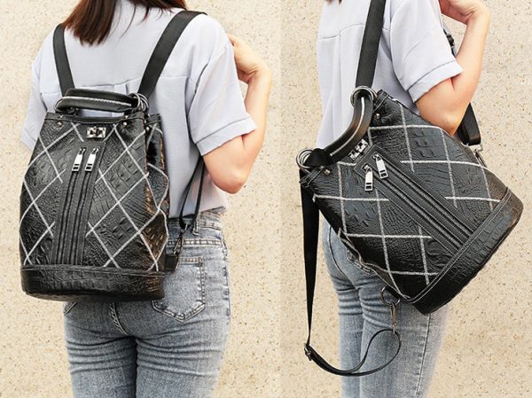Boho Womens Convertible Leather Backpack Purse Shoulder Bucket Bag - Image 17