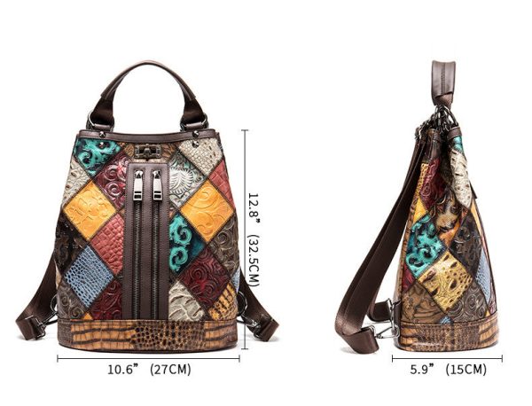 Boho Womens Convertible Leather Backpack Purse Shoulder Bucket Bag - Image 18