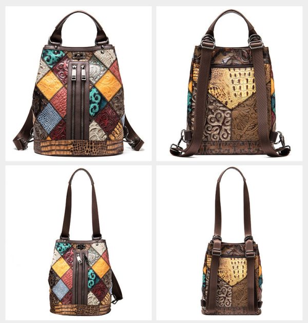 Boho Womens Convertible Leather Backpack Purse Shoulder Bucket Bag - Image 19
