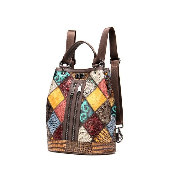 Boho Womens Convertible Leather Backpack Purse Shoulder Bucket Bag - Image 6