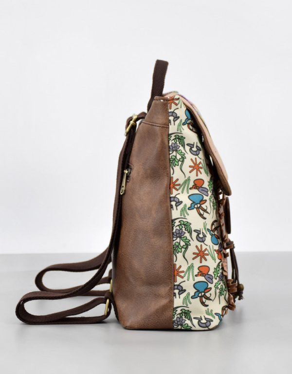 Boho Womens Vegan Backpack Purse Small Ladies Brown Rucksack Bag - Image 3