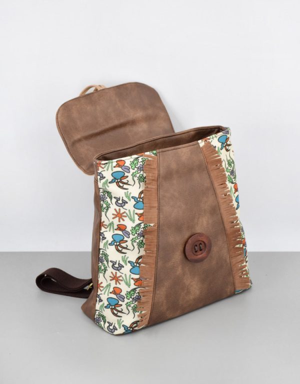 Boho Womens Vegan Backpack Purse Small Ladies Brown Rucksack Bag - Image 4