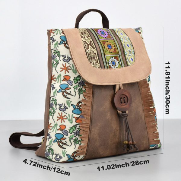 Boho Womens Vegan Backpack Purse Small Ladies Brown Rucksack Bag - Image 8