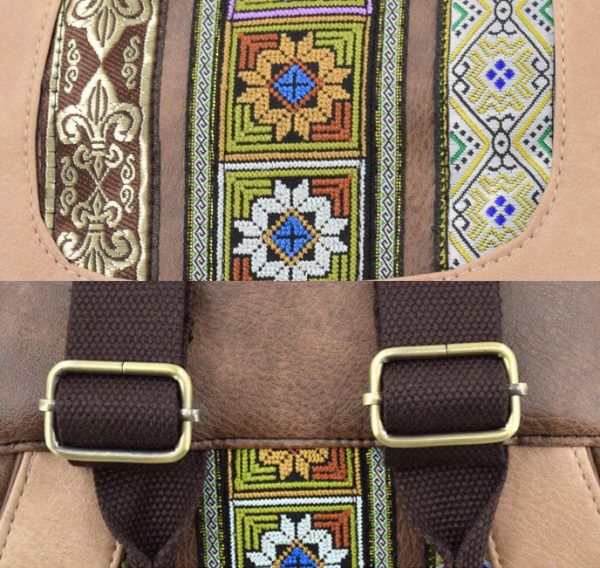 Boho Womens Vegan Backpack Purse Small Ladies Brown Rucksack Bag - Image 11