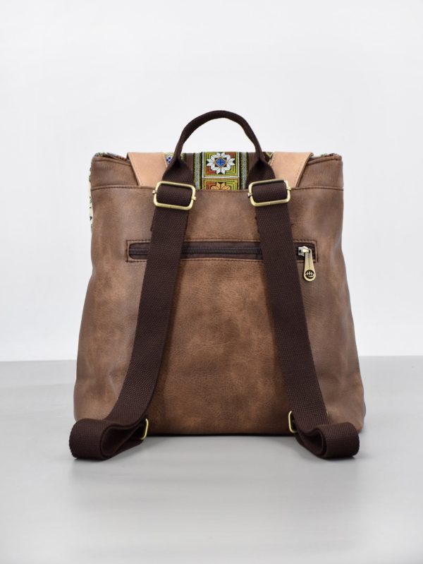 Boho Womens Vegan Backpack Purse Small Ladies Brown Rucksack Bag - Image 7