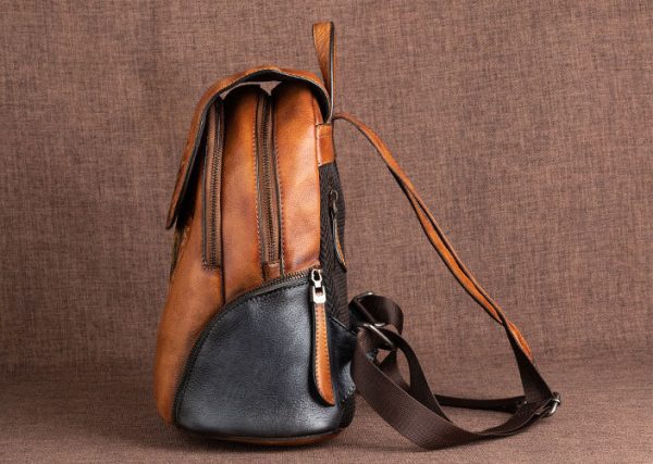 Green Ladies Genuine Leather Backpack With Built In Universal USB Port For Women On Sale - Image 9