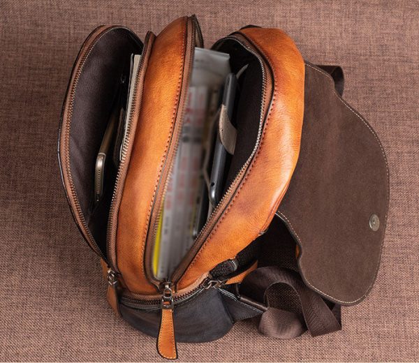 Green Ladies Genuine Leather Backpack With Built In Universal USB Port For Women On Sale - Image 4