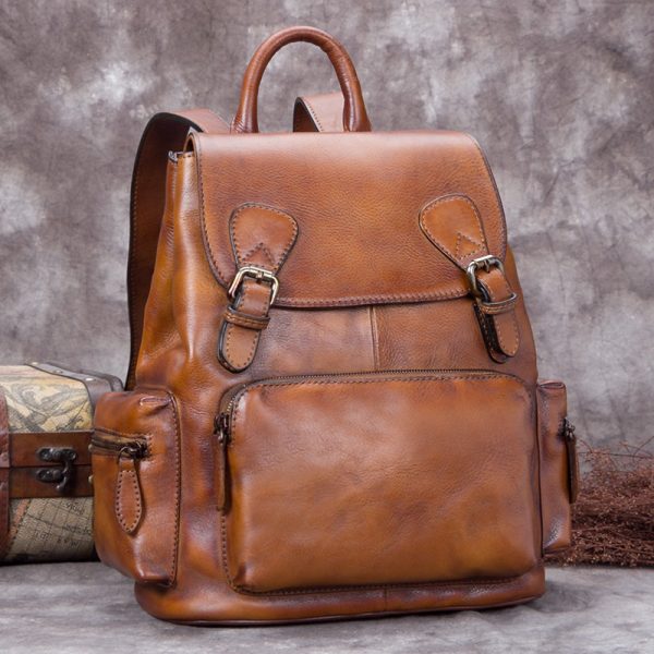 13 Cool Womens Brown Leather Backpack Purse Trendy Backpacks for Women - Image 5