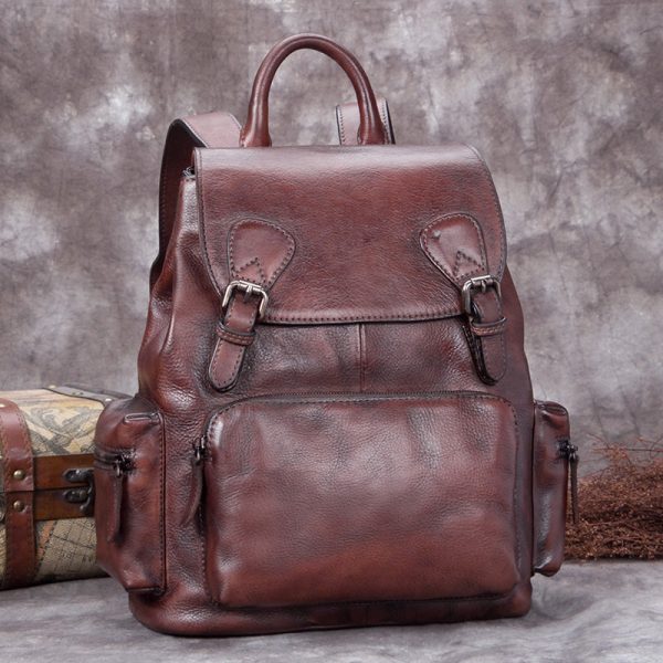 13 Cool Womens Brown Leather Backpack Purse Trendy Backpacks for Women - Image 6