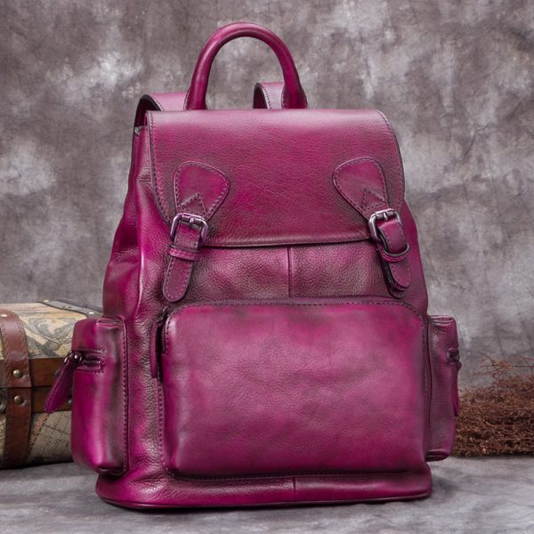 13 Cool Womens Brown Leather Backpack Purse Trendy Backpacks for Women - Image 2