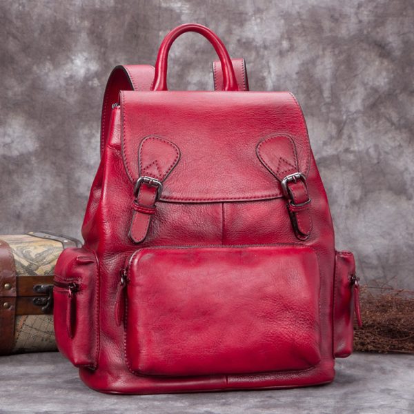 13 Cool Womens Brown Leather Backpack Purse Trendy Backpacks for Women - Image 3