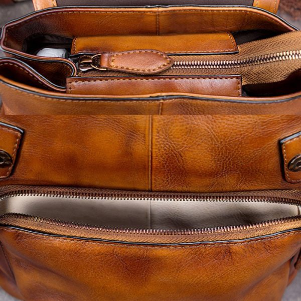 13 Cool Womens Brown Leather Backpack Purse Trendy Backpacks for Women - Image 9