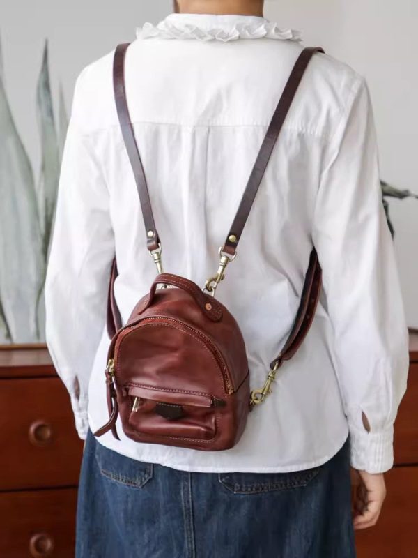 Vintage Womens Genuine Leather Mini Backpack Purse Rucksack Purse For Women - Image 12