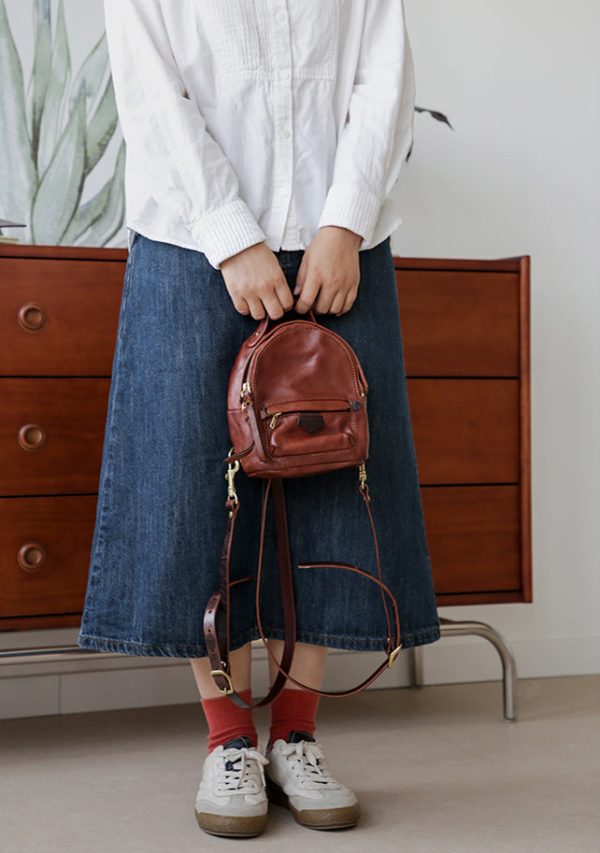 Vintage Womens Genuine Leather Mini Backpack Purse Rucksack Purse For Women - Image 11