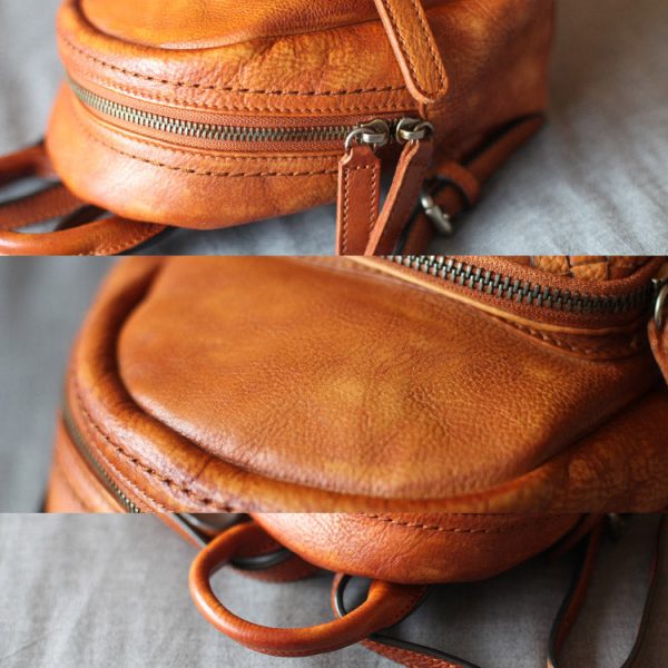 Cute Womens Brown Mini Leather Backpack Bag Purse Nice Backpacks for Women - Image 6