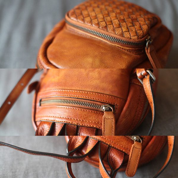 Cute Womens Brown Mini Leather Backpack Bag Purse Nice Backpacks for Women - Image 7