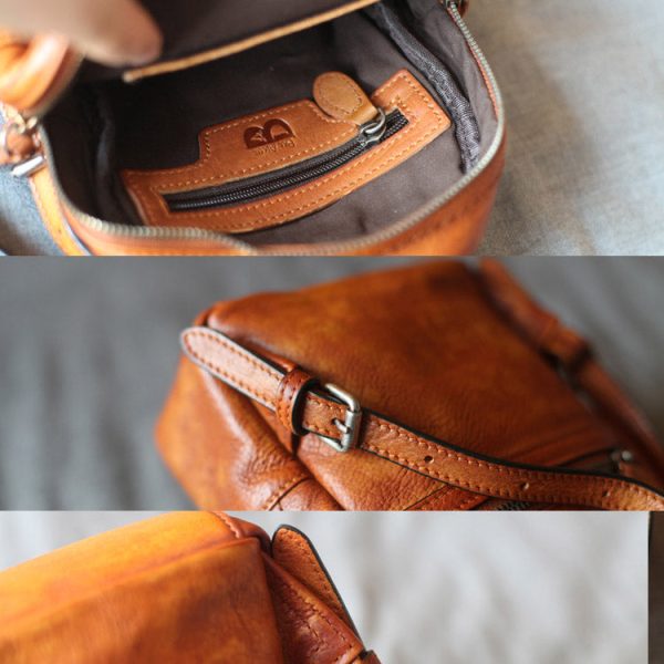 Cute Womens Brown Mini Leather Backpack Bag Purse Nice Backpacks for Women - Image 8