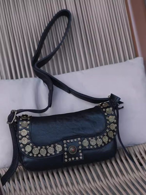 Punk Art Women's Small Crossbody Purse Black Leather Shoulder Purse - Image 7