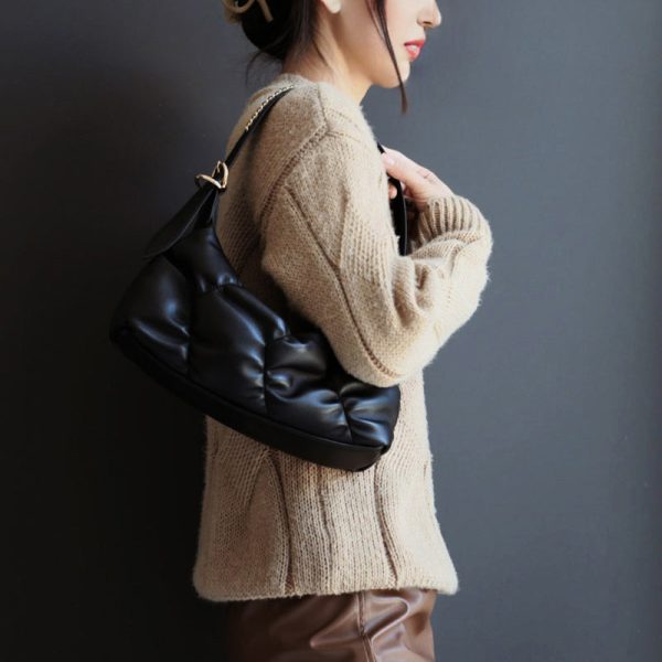 Small Womens Leather Underarm Shoulder Bag Black Crossbody Purses For Women - Image 2