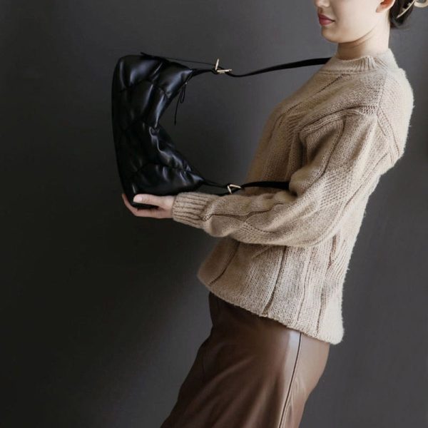 Small Womens Leather Underarm Shoulder Bag Black Crossbody Purses For Women - Image 3