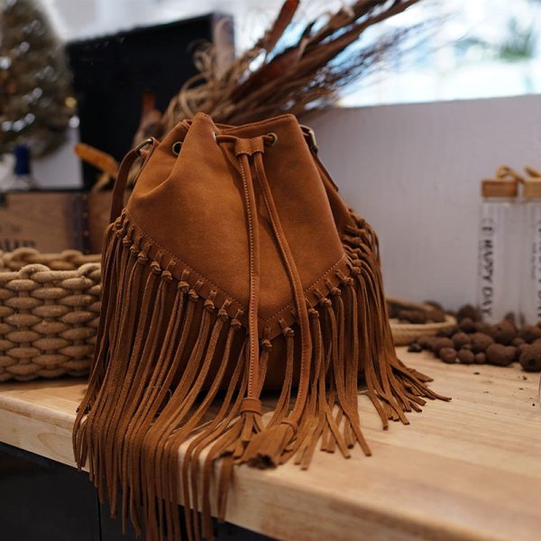 Vintage PU Leather Boho Crossbody Fringe Purse Shoulder Bag for Women - Image 3