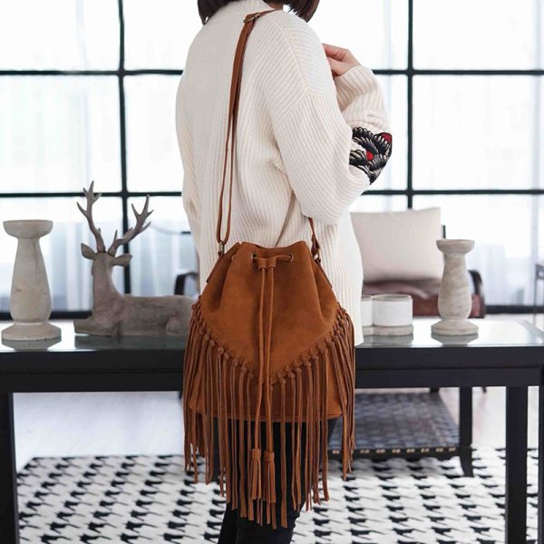 Vintage PU Leather Boho Crossbody Fringe Purse Shoulder Bag for Women - Image 4