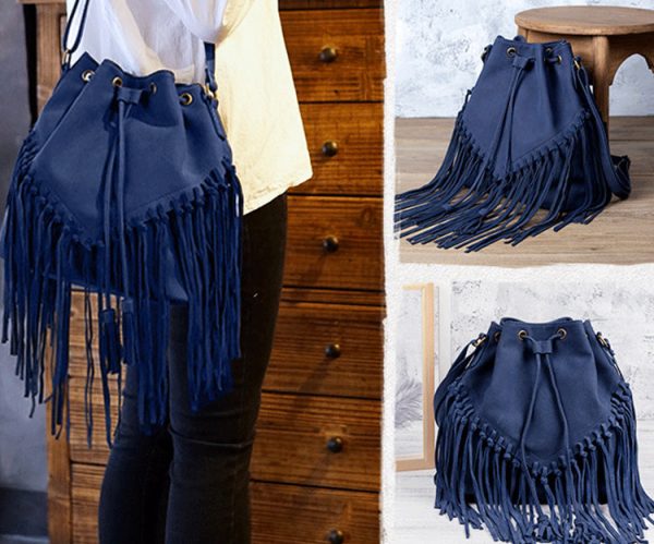 Vintage PU Leather Boho Crossbody Fringe Purse Shoulder Bag for Women - Image 7