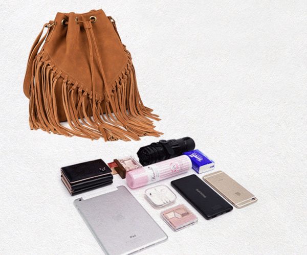 Vintage PU Leather Boho Crossbody Fringe Purse Shoulder Bag for Women - Image 8
