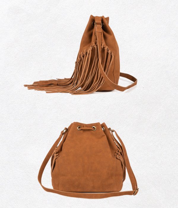 Vintage PU Leather Boho Crossbody Fringe Purse Shoulder Bag for Women - Image 10