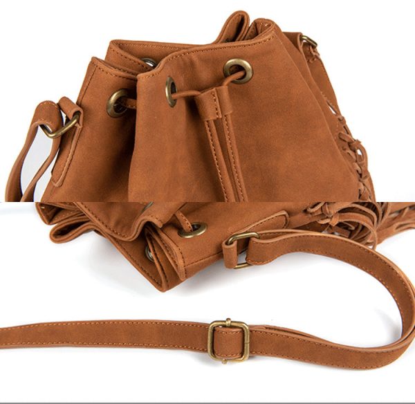 Vintage PU Leather Boho Crossbody Fringe Purse Shoulder Bag for Women - Image 11