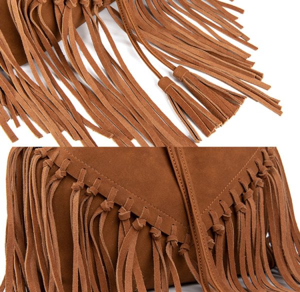 Vintage PU Leather Boho Crossbody Fringe Purse Shoulder Bag for Women - Image 12