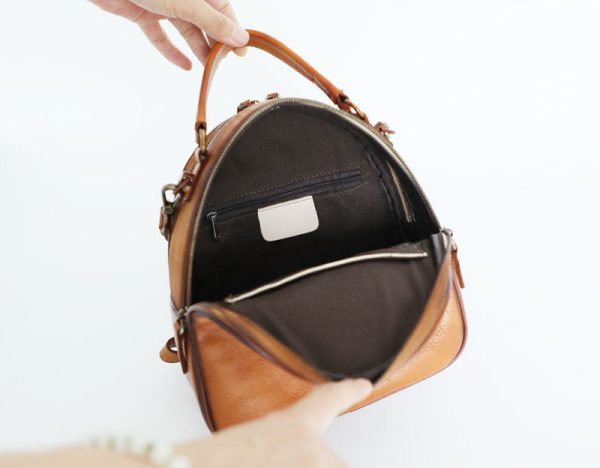Vintage Ladies Leather Backpack Handbag Small Shoulder Bags For Women - Image 8