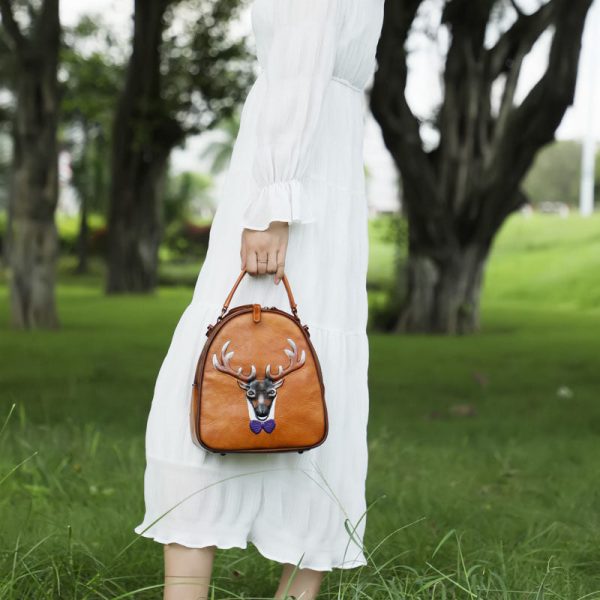 Vintage Ladies Leather Backpack Handbag Small Shoulder Bags For Women - Image 4