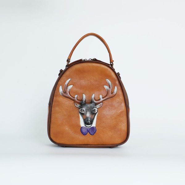 Vintage Ladies Leather Backpack Handbag Small Shoulder Bags For Women - Image 5
