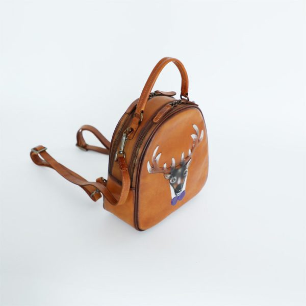 Vintage Ladies Leather Backpack Handbag Small Shoulder Bags For Women - Image 6