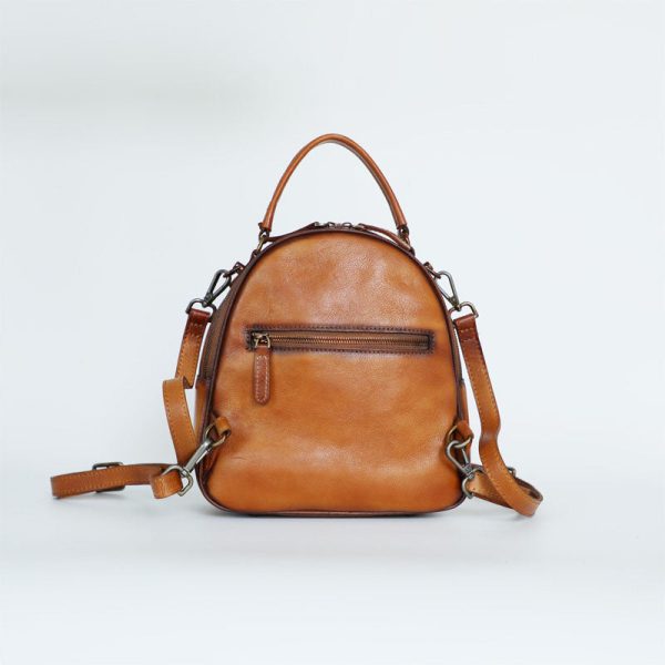 Vintage Ladies Leather Backpack Handbag Small Shoulder Bags For Women - Image 7