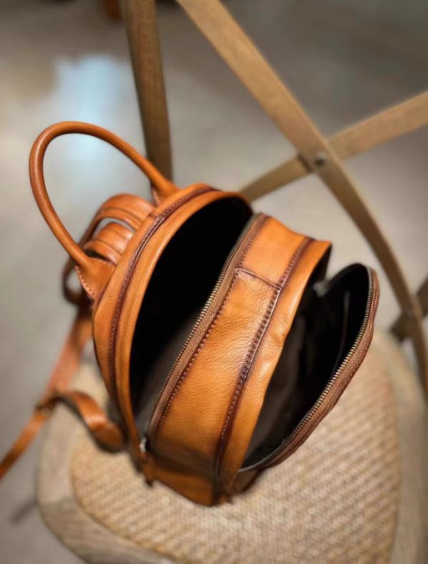 Vintage Ladies Leather Backpack Handbag Small Shoulder Bags For Women - Image 9