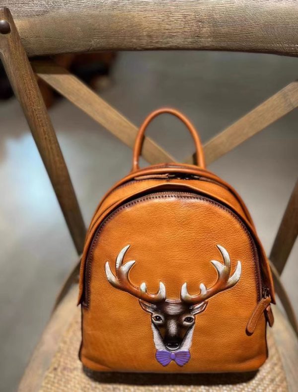 Vintage Ladies Leather Backpack Handbag Small Shoulder Bags For Women - Image 10