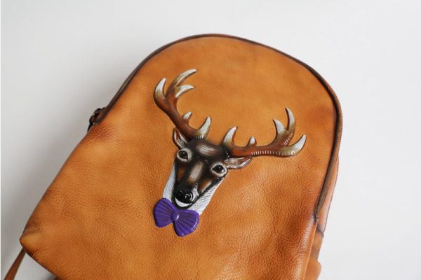 Vintage Ladies Leather Backpack Purse Small Ladies Brown Leather Rucksack - Image 6