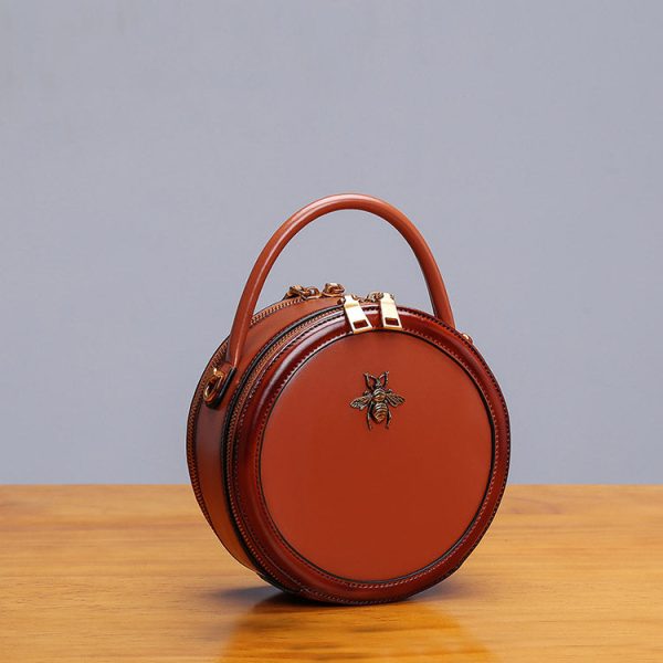 Bee Leather Circle Bag Crossbody Bags Shoulder Bag Purses for Women - Image 7