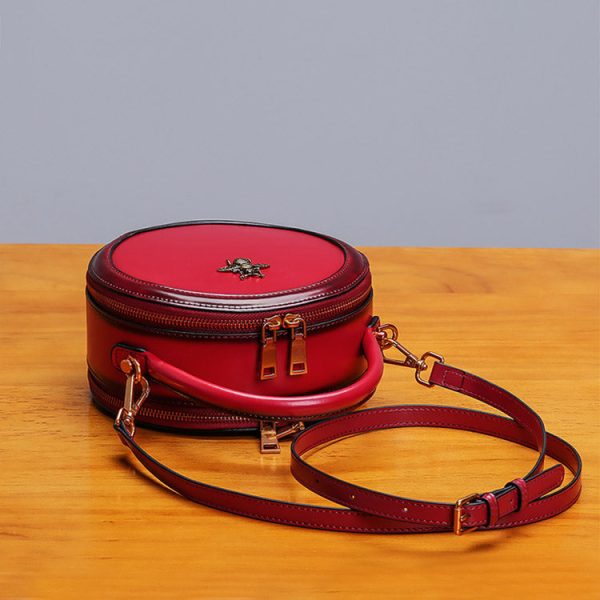 Bee Leather Circle Bag Crossbody Bags Shoulder Bag Purses for Women - Image 13