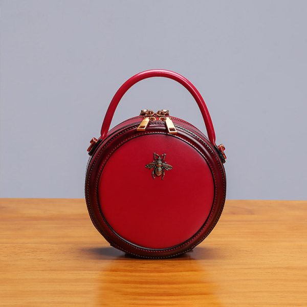 Bee Leather Circle Bag Crossbody Bags Shoulder Bag Purses for Women - Image 15