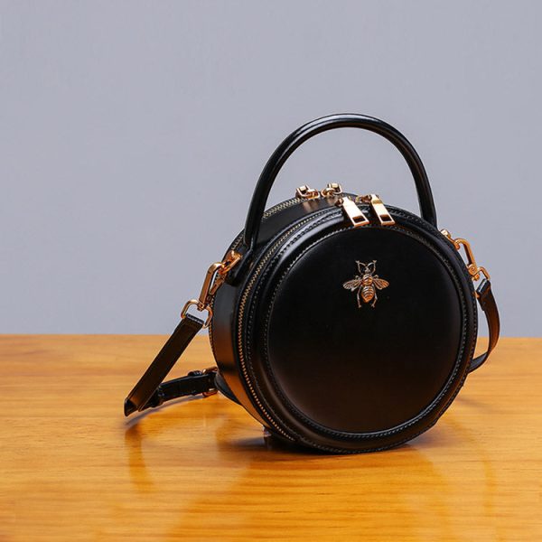 Bee Leather Circle Bag Crossbody Bags Shoulder Bag Purses for Women - Image 17