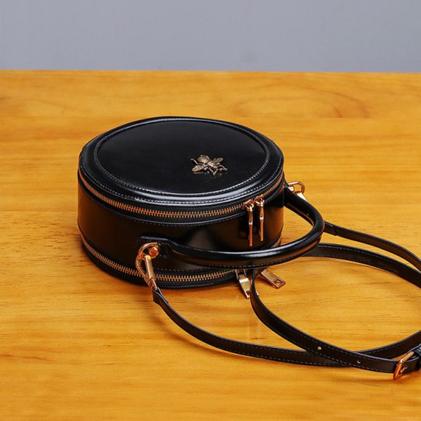 Bee Leather Circle Bag Crossbody Bags Shoulder Bag Purses for Women - Image 18