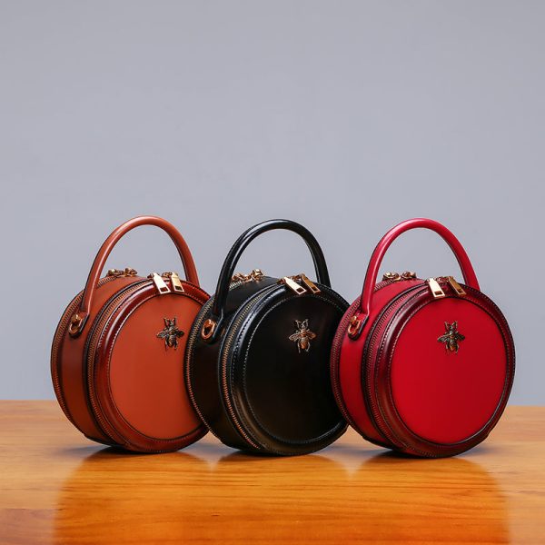 Bee Leather Circle Bag Crossbody Bags Shoulder Bag Purses for Women - Image 9