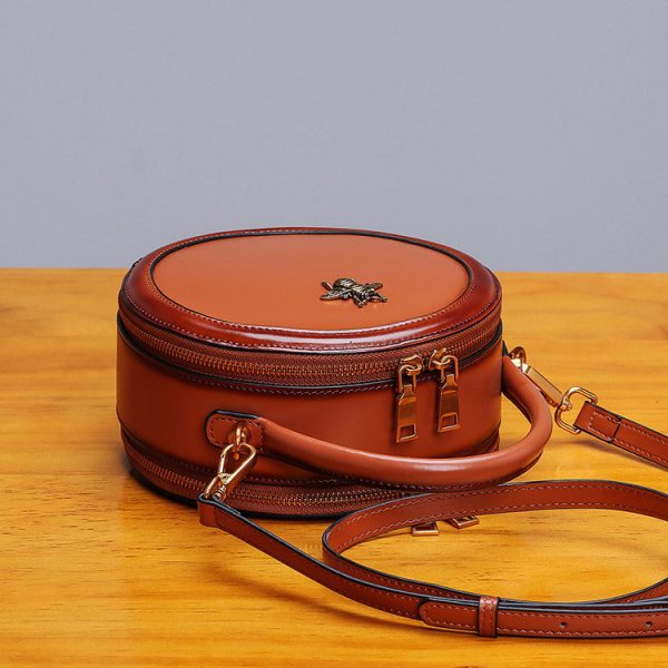 Bee Leather Circle Bag Crossbody Bags Shoulder Bag Purses for Women - Image 8